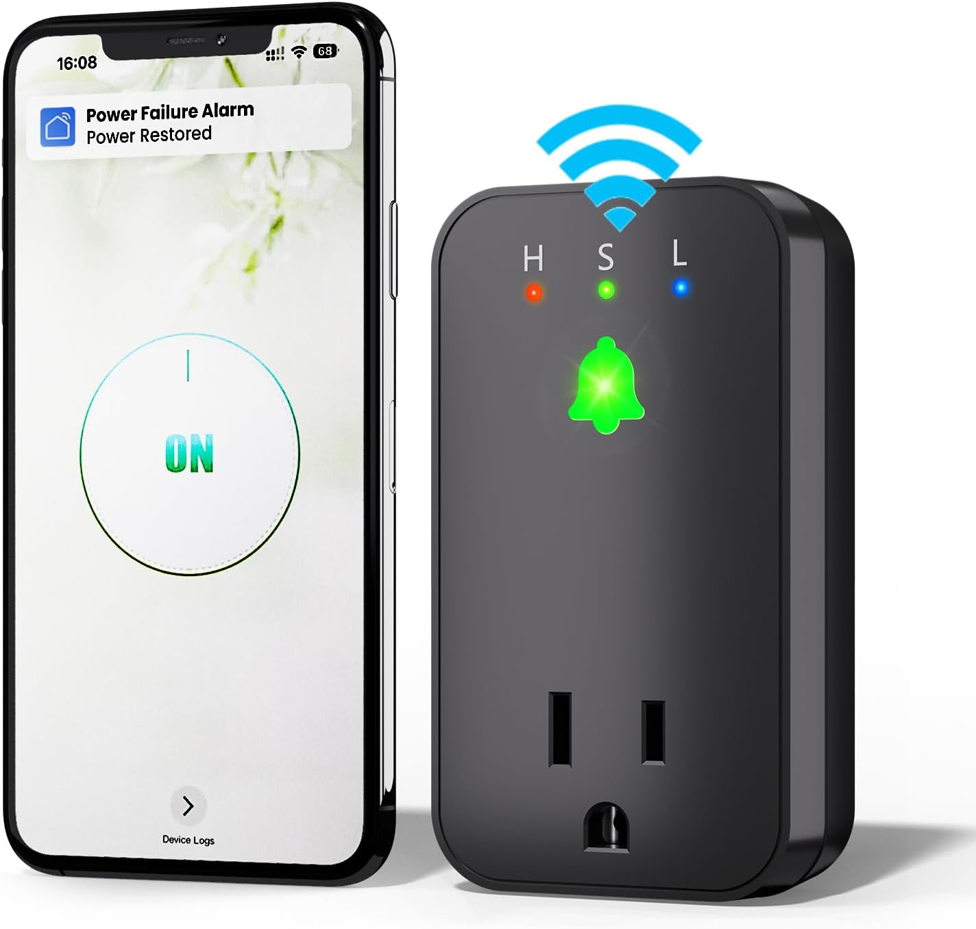 Power Failure Alarm WiFi, Smart Power Outage Alarm with App Notifications, Mini Size Freezer Alert with Loud 110dB & LED Indicator