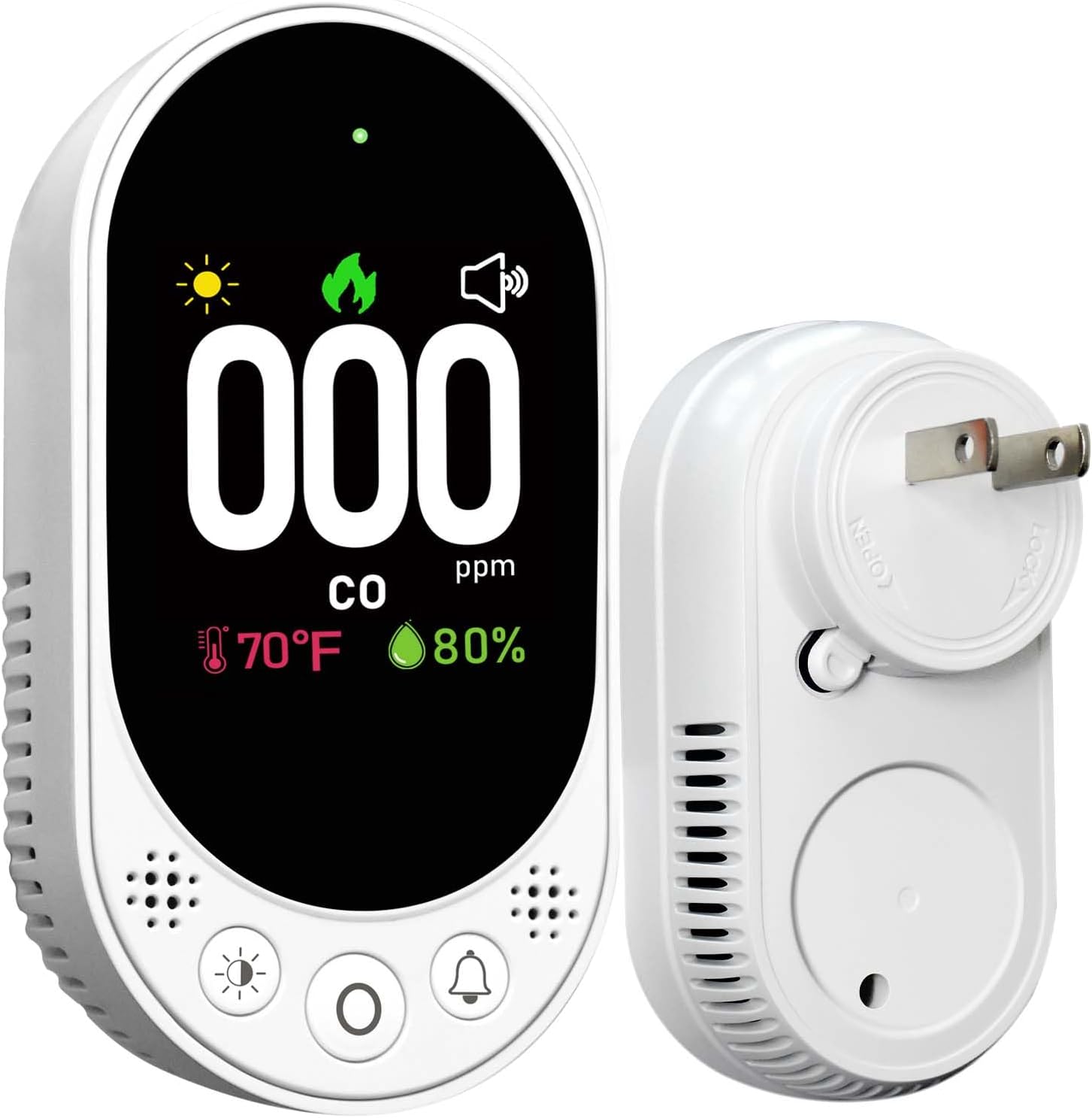 Carbon Monoxide Detector Plug in, Portable Carbon Monoxide Detectors, Simultaneously Checks Temperature/Humidity, Remind Function,Clear LCD Display